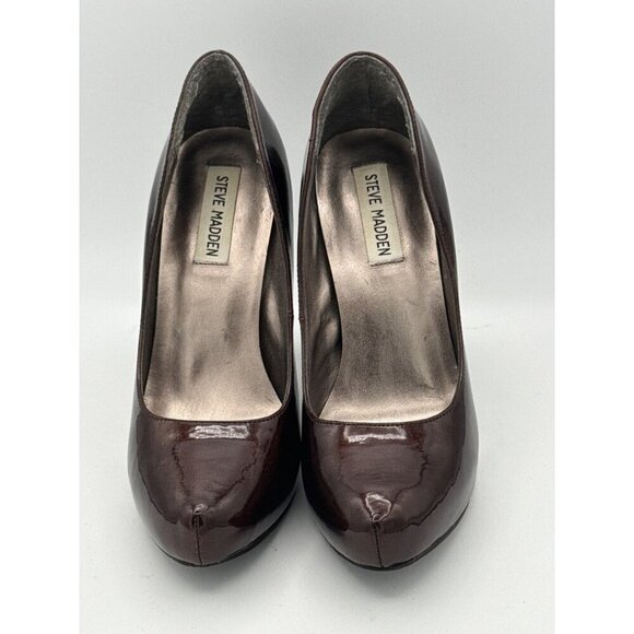 Steve Madden Burgundy Patent Leather Pumps Size 7M High Heel Womens Shoes - Picture 2 of 5